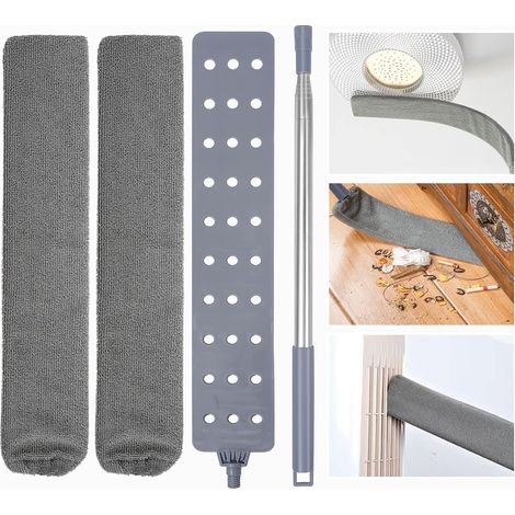 Plumeau télescopique, brosse à poussière de chevet en acier inoxydable, lavable, flexible, pour nettoyer canapé-lit, voitures, coins et meubles (1/5)