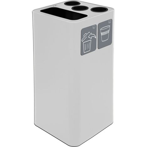 Pattumiera a Bidone da 100 L 38,3x38,3x82,5 cm 3 Scomparti Tubolari e 1 Scomparto Gettacarta in Acciaio Verniciato Bianco