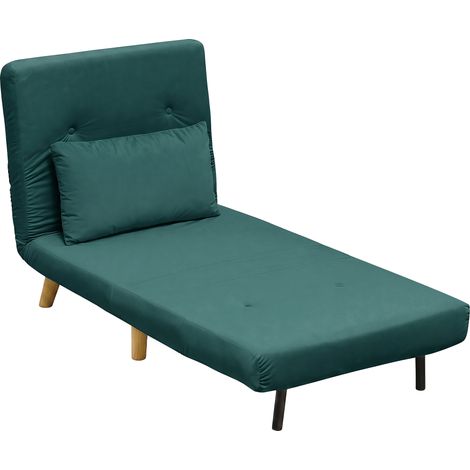 Fauteuil convertible 3 en 1, chaise pliante avec fonction couchage, dossier réglable à cliquet, vert foncé (1/5)