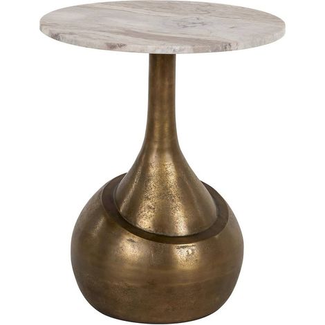 Table dappoint élégante en marbre et finition laiton brossé - laiton brossé et marbre blanc (1/5)