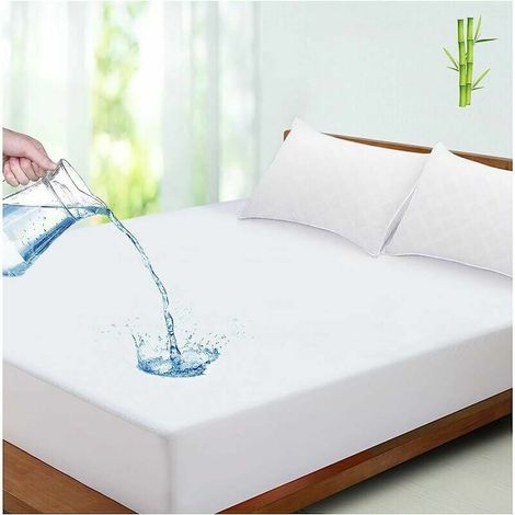 Protège-Matelas Imperméable - Fibre De Bambou Respirant - Anti-Acariens Et Hypoallergénique - Pour Matelas 140x190 Ou 140x200 Cm (1/5)