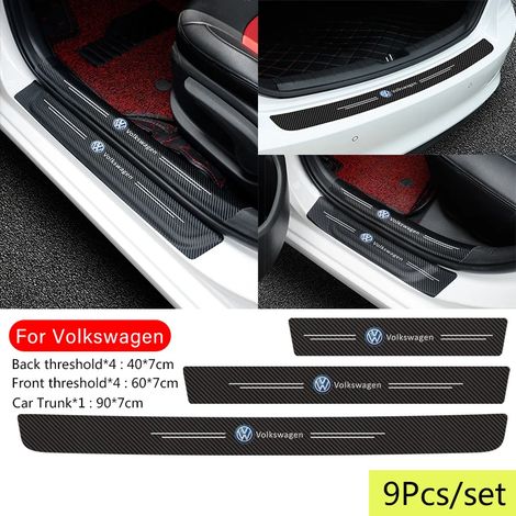 (9 pièces) Autocollants de seuil de porte de voiture,protection anti-rayures et de coffre pour VW Polo,Golf,Passat,Touran,Bora,Beetle,Jetta,Tiguan (1/3)