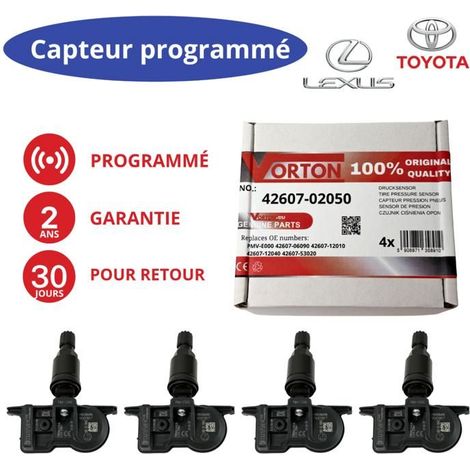 TPMS Sensors - VORTON - PMV-E000 (42607-02050) - Pre-programmed - Set of 4 - Black - Toyota/Lexus USA (1/5)