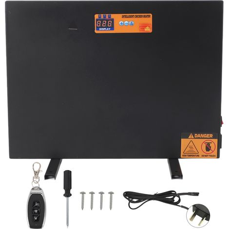 Panneau chauffant 150W pour poulailler, fer avec arrêt automatique, chauffage hiver volaille, minuterie télécommande, animaux, noir, prise AU 220V (1/5)