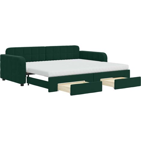 Maison Exclusive - Divano Letto Estraibile Cassetti Verde Scuro 90x200cm Velluto