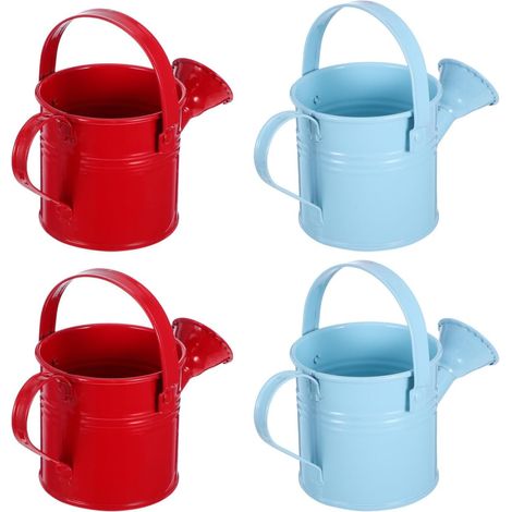 Lot de 4 mini arrosoirs métal, buse et poignée incluses, pour enfants. (1/5)