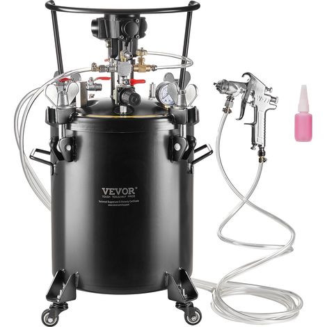 Réservoir de Peinture sous Pression 30 L, Pot de Pression de Peinture Agitation Automatique, Système de Pulvérisation de Peinture avec Pistolet et Tuyaux, Pression Réglable 70 PSI, Décoration (1/5)