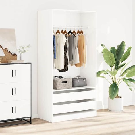 Kleiderschrank Hochglanz-Weiß 100x50x200 cm Holzwerkstoff