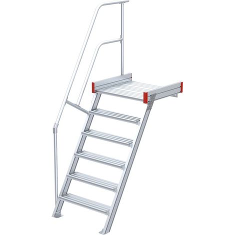 Euroline 511 Podesttreppe 60° 800mm Stufenbreite 6 Stufen Alu gerieft
