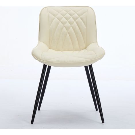 Sedie da pranzo, set da 2, sedie ergonomiche da cucina con rivestimento in similpelle PU traforata traspirante e trapuntatura 3D artistica, robuste gambe incrociate in metallo, sedie da pranzo per cuc (1/5)