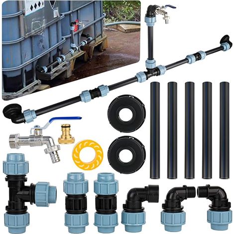 Kit De Raccordement Ibc Adaptateur Ibc Pour 2 Réservoirs Cuve 1000 Litres Ibc Côte À Côte/Réservoirs De Pluie Avec Col De Cygne De 3/4"