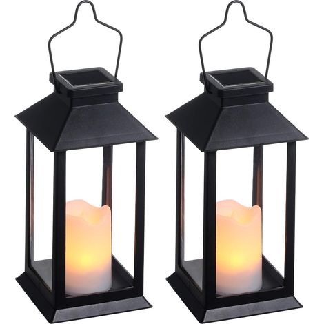 2 lanterne solari da giardino per esterni, lanterna solare per esterni con candela LED senza fiamma, lampada da prato per esterni IP44 con effetto candela, luci solari decorative a LED (1/5)