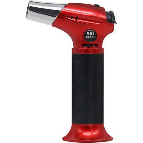 Mini Chalumeau de Cuisine Réglable, Petit Brûleur de Cuisson Rechargeable pour Crème Brûlée, Torche Anti-Vent avec Sécurité, Rouge (Gaz Non Inclus) (1/5)
