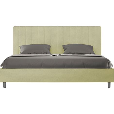 Letto Matrimoniale King Size 200x210 cm Senza Rete Imbottito in Microfibra Agueda Tè Verde (1/5)