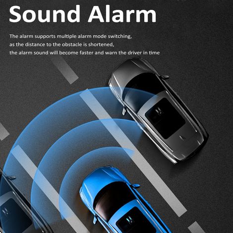 Capteur de stationnement de voiture Système de radars de recul Support avant arrière Avertissement sonore/Buzzer/Muet avec 4 capteurs Détection de distance Écran LCD Volume réglable (1/5)