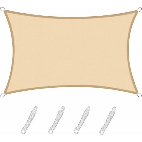 Voile d'ombrage Rectangulaire Carré 2.5x3.5m Color Sable,Toile Imperméable Une Protection des Rayons UV à 95%, pour en Plein air, Jardin & terrasse, Piscine BLOW (1/5)