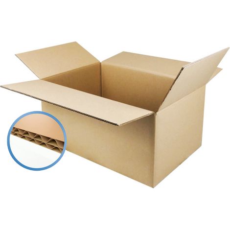 Lot de 10 Caisse carton américaine double cannelure 35 x 30 x 20 cm