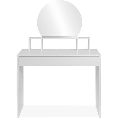 CALICOSY - Coiffeuse 1 miroir arrondi, 3 niches supérieures et 1 grand tiroir L100cm - IMAGE (1/5)