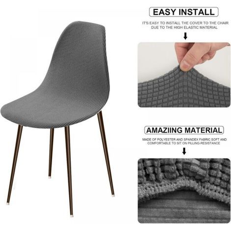 Lot de 4 Housse de Chaise Extensible. housse de chaise scandinave housse de chaise salle à manger Jacquard Moderne Gris Couverture de Chaise pour Salon Cuisine Chambre Maison Decor (1/4)
