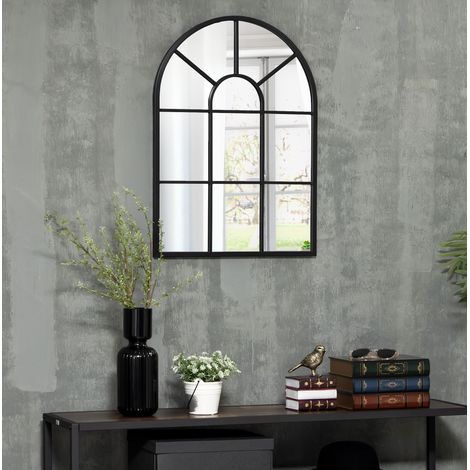 Miroir mural 70x50 cm cadre métal noir décoratif HAVRYA (1/3)