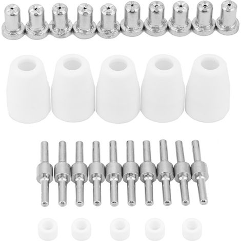 Kit de 30 consommables pour torche plasma PT-31XT : buse, électrode, protection et anneau de tourbillon. (1/5)