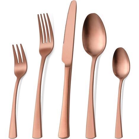 Besteckset 30 Teile Roségold Matt für 6 Personen Edelstahl Spülmaschinenfest (1/5)