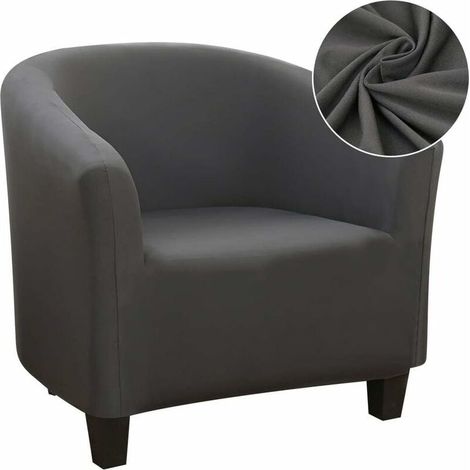 Housse de Fauteuil Cabriolet Extensible Lavable avec Accoudoirs pour Salon Bar Salle de Réunion Gris (1/4)