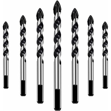 Set di 7 punte da trapano Aiperq per piastrelle, vetro, cemento, pietra, mattoni, ceramica e specchi (3 mm, 4 mm, 5 mm, 6 mm, 8 mm, 10 mm, 12 mm) (1/4)