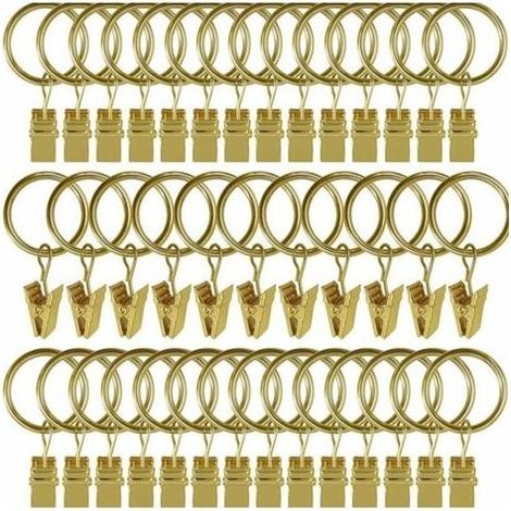 30 Pièces Anneaux de Rideau avec Pince, Antirouille Anneaux Rideaux, Crochets de Rideau en Métal, Anneau de Tringle à Rideau pour Rideaux de Douche et de Fenêtre(3.538MM) (1/4)