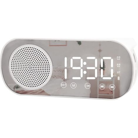 Réveil Numérique LED Radio FM Bluetooth Haut Parleur Réveille Matin (1/4)