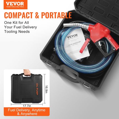 Pompe de Transfert Diesel 37,8 L/min Pompe de Transfert Carburant Électrique Portable avec Buse, Haut Débit 12 V CC, avec Tuyau d'Entrée Sortie pour Diesel Kérosène Carburant de Transformateur (1/5)