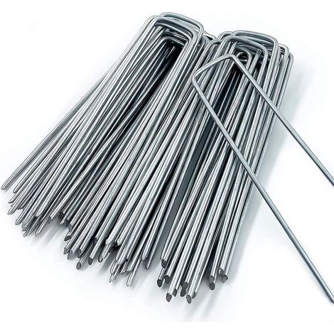 50 U-förmige Gartenpfähle für Mulch und Gartenzäune, 150 mm lang, 25 mm breit, 3 mm Durchmesser