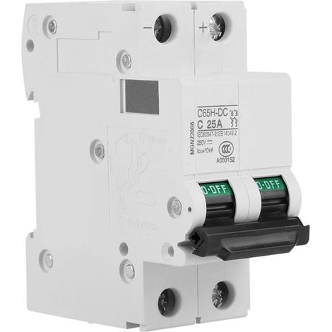 Disjoncteur Miniature 2P 25A DC 250V Disjoncteur Basse Tension Bipolaire Interrupteur de Protection Contre les Fuites sur Rail Din, Briseur (1/4)