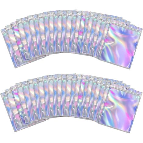 100 sacchetti richiudibili antiodore, buste in alluminio da 9 x 12 cm, sacchetti per imballaggio riutilizzabili e richiudibili. (1/5)