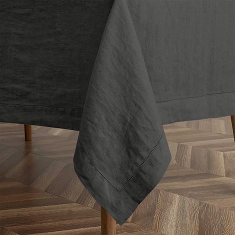 Tovaglia Da Tavola In Puro Cotone Rettangolare Tinta Unita Elegante Copritavolo Moderna Sala Da Pranzo Cucina Soggiorno Salvatavolo Grigio Scuro - 6/8Posti140x180Cm