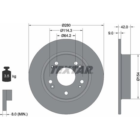 Lot de 2 Disques de frein Textar 92164303 ACURA 42510SMGE20 42510SNAA00