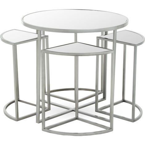 Premier Housewares Farran Set of Five Silver Tables (1/5)