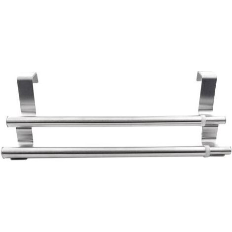 Porte-serviettes double extensible à suspendre à la porte d'un placard, en acier inoxydable, barre porte-serviettes de bain, cintre pour vêtements, porte-serviettes pour salle de bain et cuisine. (1/5)