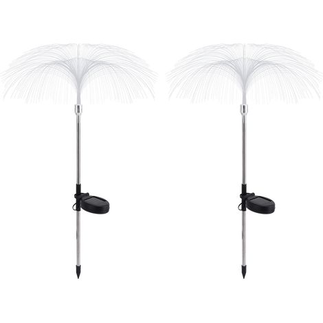 Lumière solaire LED fibre optique méduse, piquet de jardin extérieur sans câble, décor pelouse avec batterie intégrée (1/5)