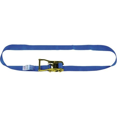 Sangle d'amarrage DIN EN 12195-2 longueur 5 m largeur 50 mm avec rochet LC U 3000 daN (1/4)