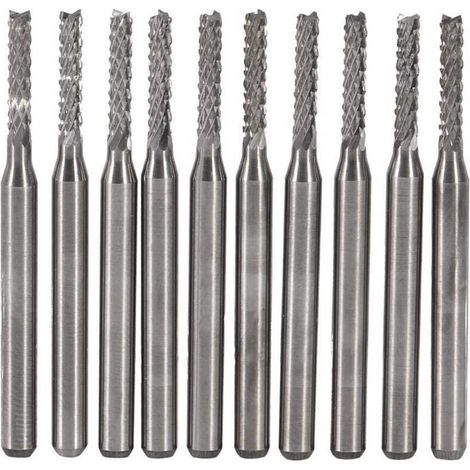 10pcs Fraise en Carbure Cémenté Fin Mill Gravure Bits Sculpture Perceuse Coupeur SMT/CNC/PCB 2mm (1/4)
