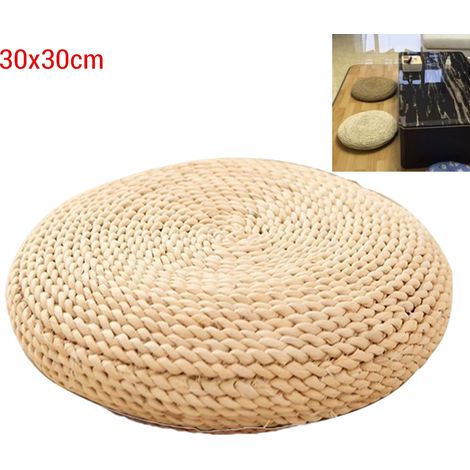 Coussin rond en paille pour yoga et méditation, tapis de sol rembourré en soie