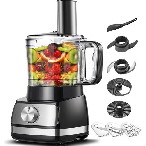 Robot Multifonction, 6 en 1 Robot de Cuisine, 2L Robot Cuisine Multifonctions, Food Processor 800W, Robot Menager Multifonctions, Hachoir Mixeur (1/5)