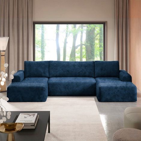 5-Sitzer U-Form Schlafsofa mit Stauraum Romeo Dunkelblau (1/5)