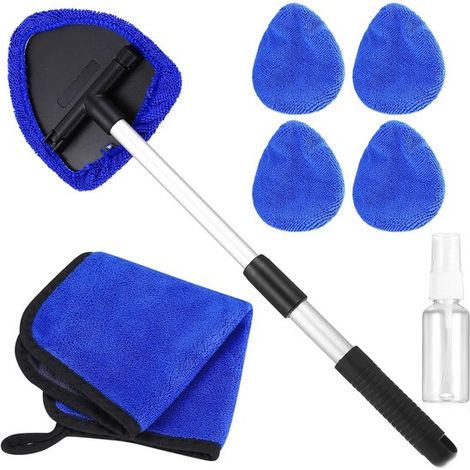 Kit de nettoyage pour pare-brise avec manche télescopique - Bleu (1/5)