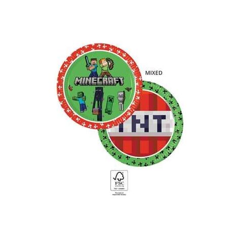 Piatti di carta Minecraft, 23 cm, 8 pezzi