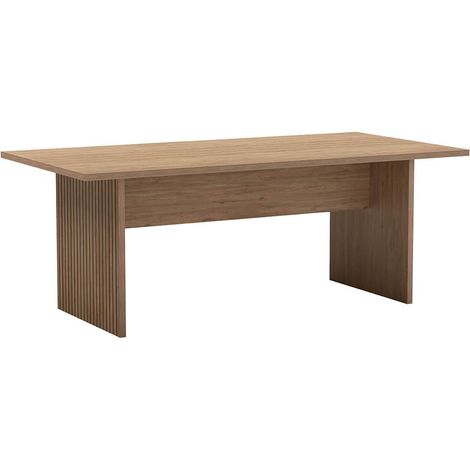 APPA - Table Repas 200cm Plateau Aspect bois Pieds effet Tasseaux