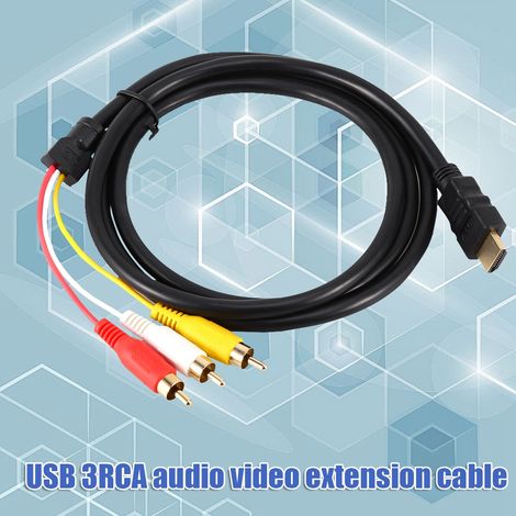 Câble adaptateur convertisseur audio/vidéo HDMI mâle vers 3 RCA AV HD 1080p de 1,5 m (5 pi) (1/5)