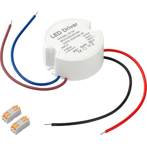 Transformateur LED 24V, IP67 étanche Transfo 15W 0.62A, LED Driver Rond 220V à 24V pour Éclairage Intérieur et Extérieur (1/5)
