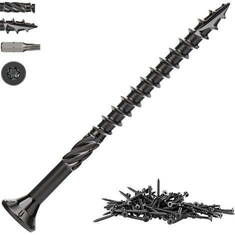 100 Pcs 4.5 x 63mm Vis à Bois Noires Vis de Terrasse (1/5)